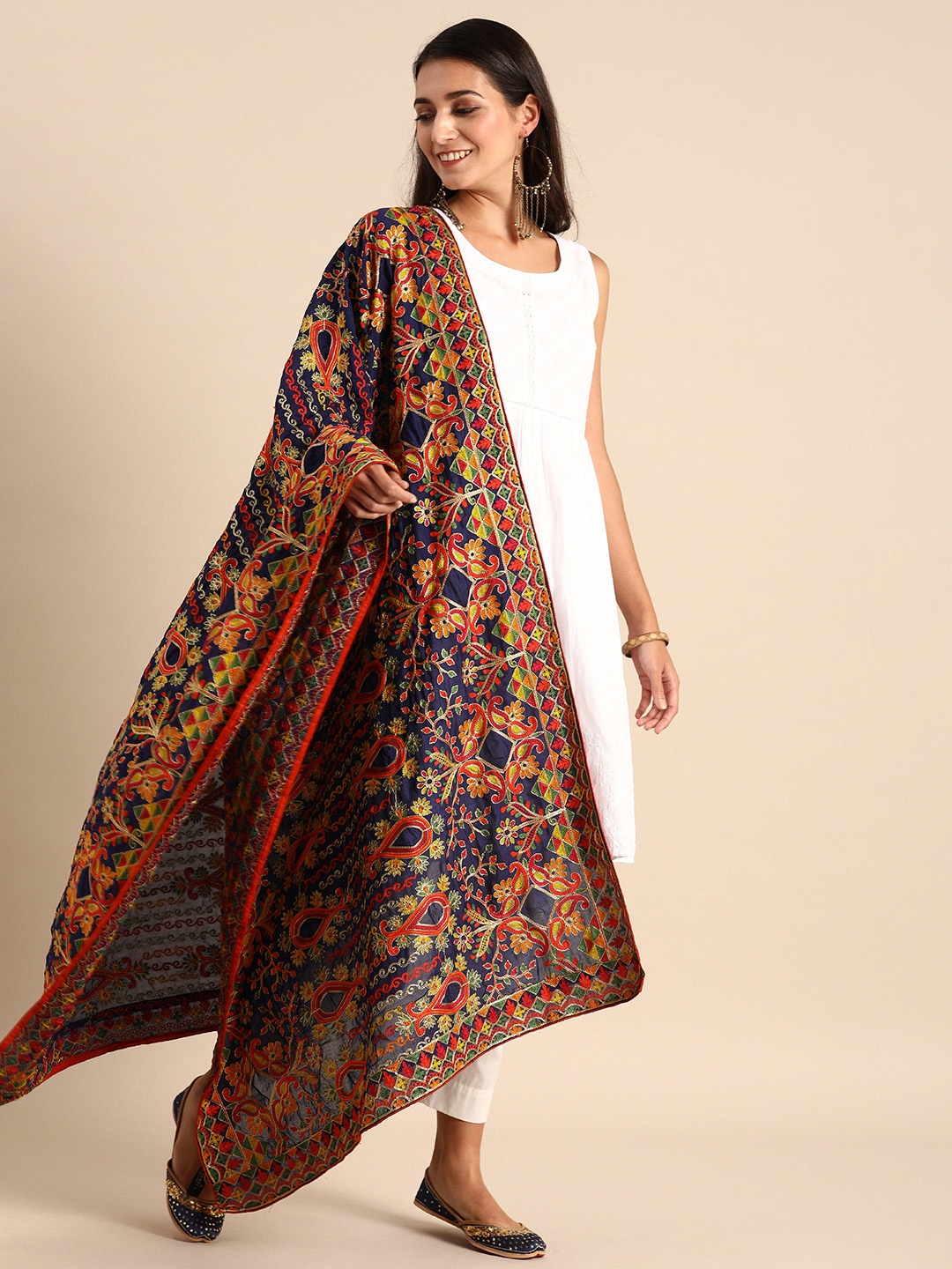 

VASTRANAND Multicoloured Embroidered Dupatta, Multi
