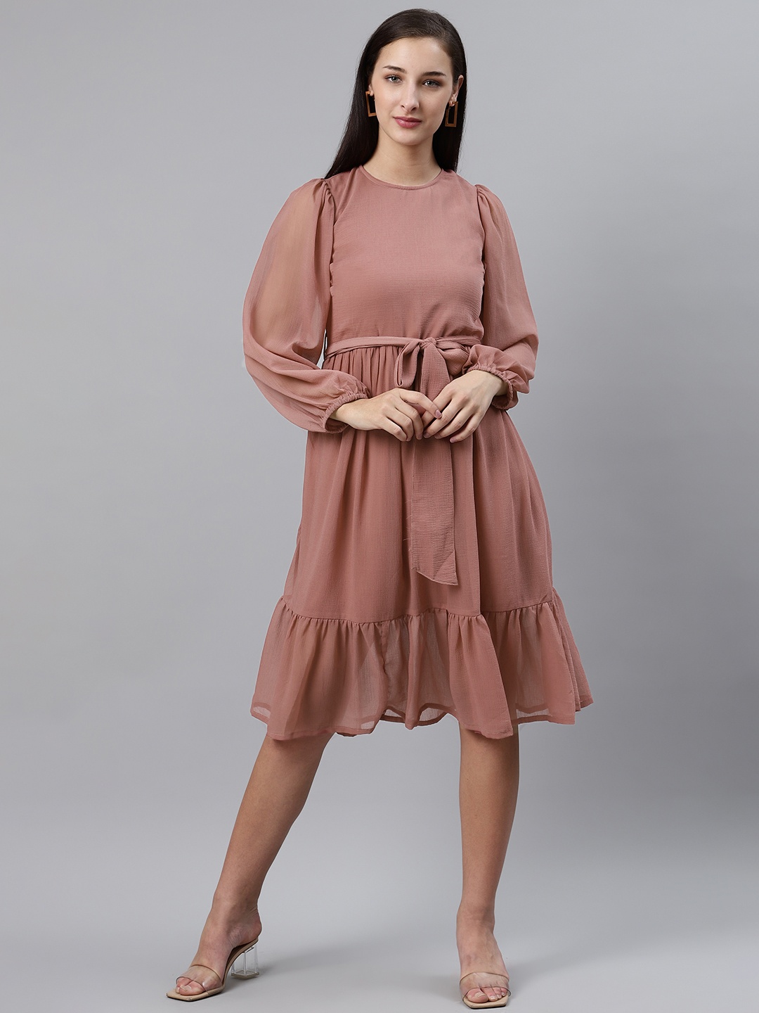 

plusS Women Dusty Pink Solid A-Line Dress