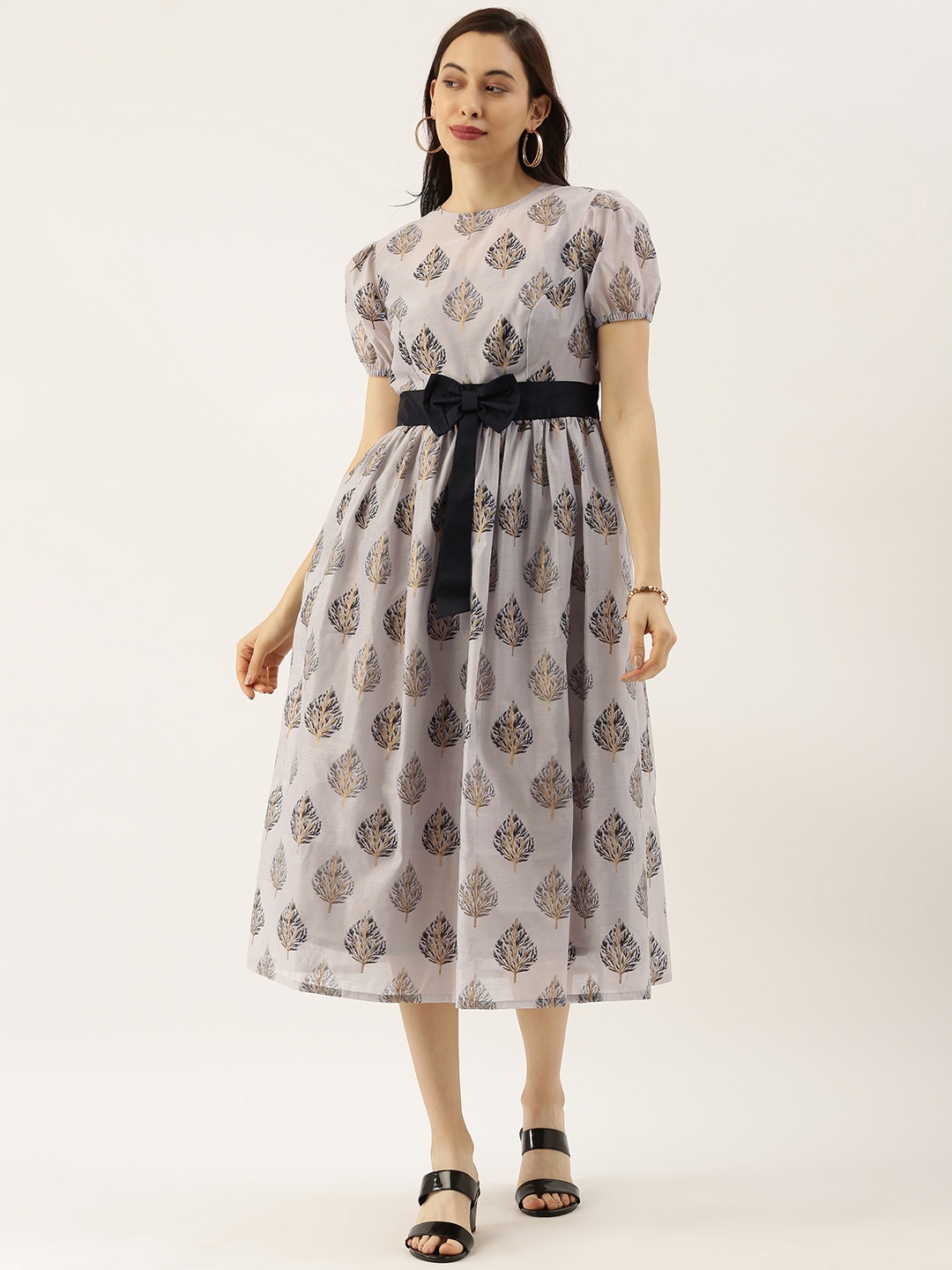 

Ethnovog Women Lavender Printed Fit and Flare Dress