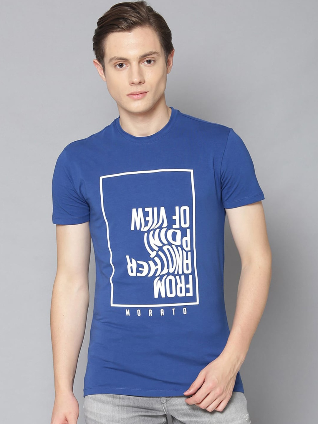 

Antony Morato Men Blue Printed Round Neck T-shirt