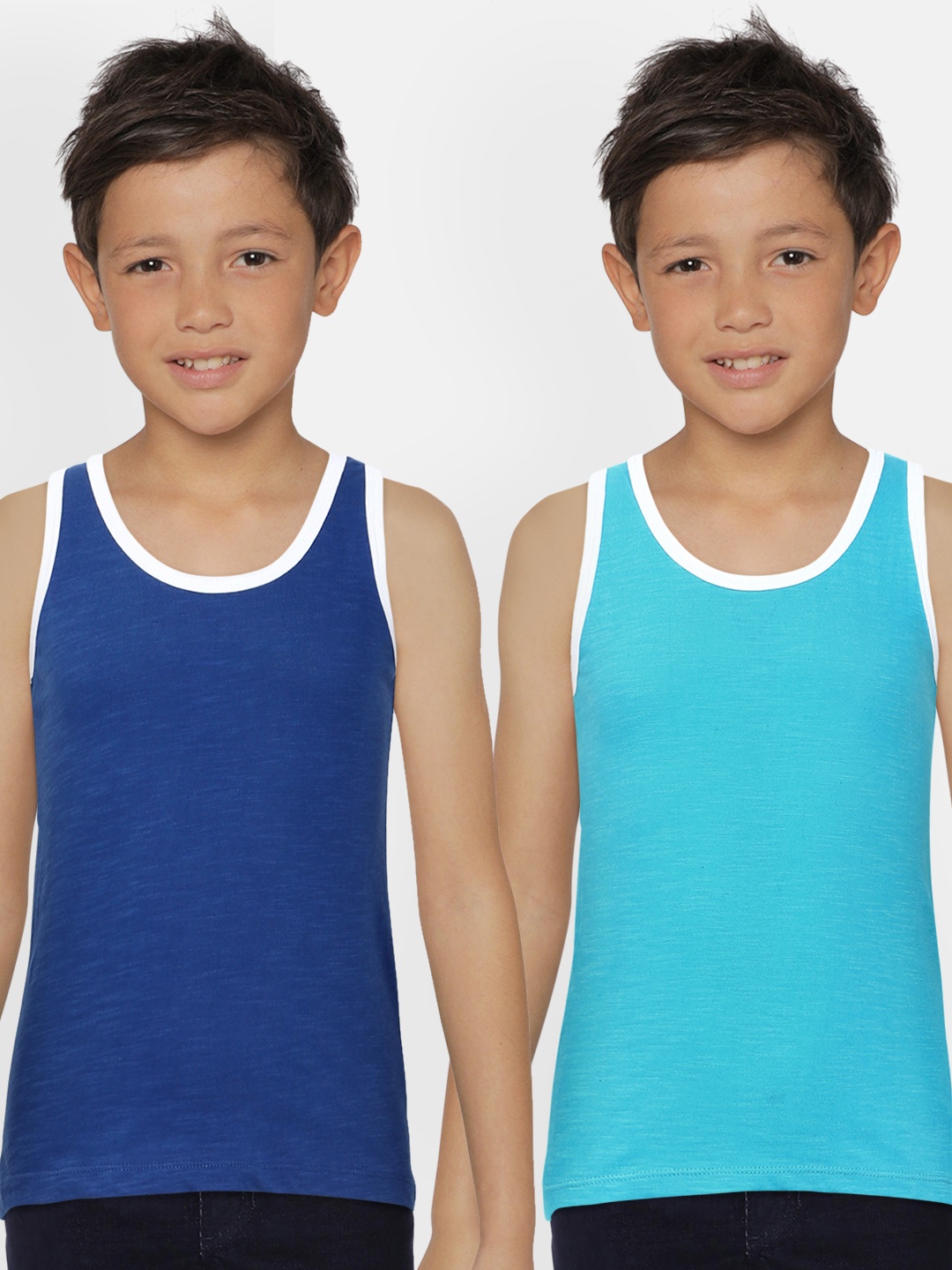 

METRO KIDS COMPANY Boys Pack of 2 Blue Solid Scoop Neck Pure Cotton Jersey Pure Cotton T-shirts