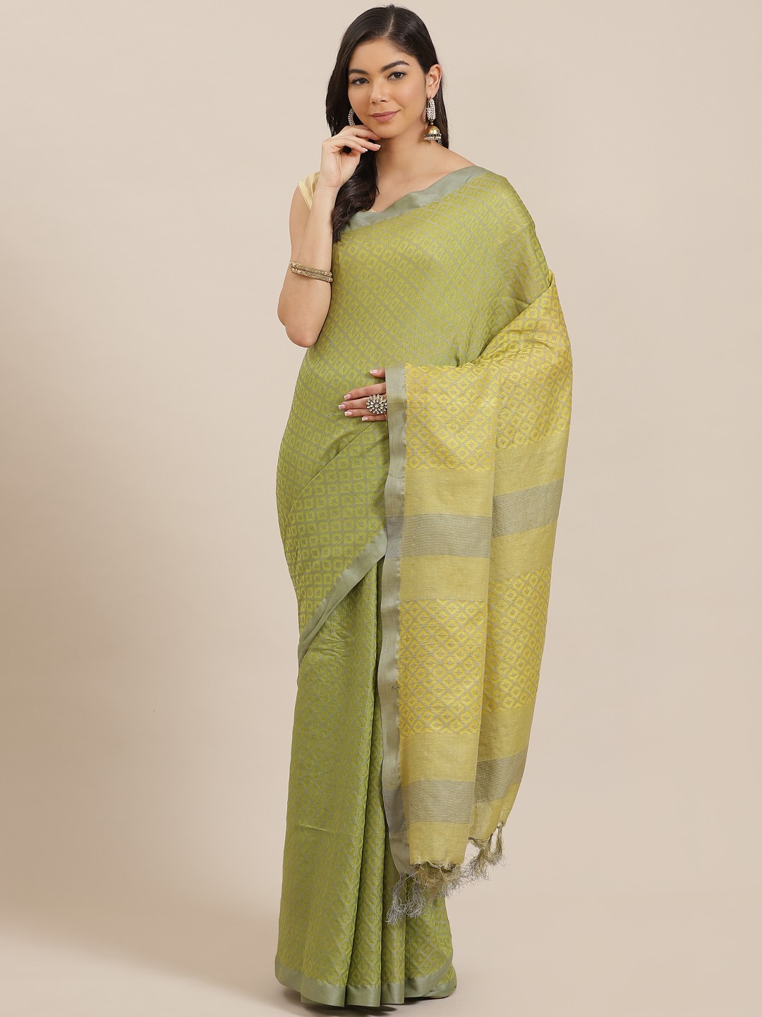 

swatika Green Woven Design Bhagalpuri Handloom Saree