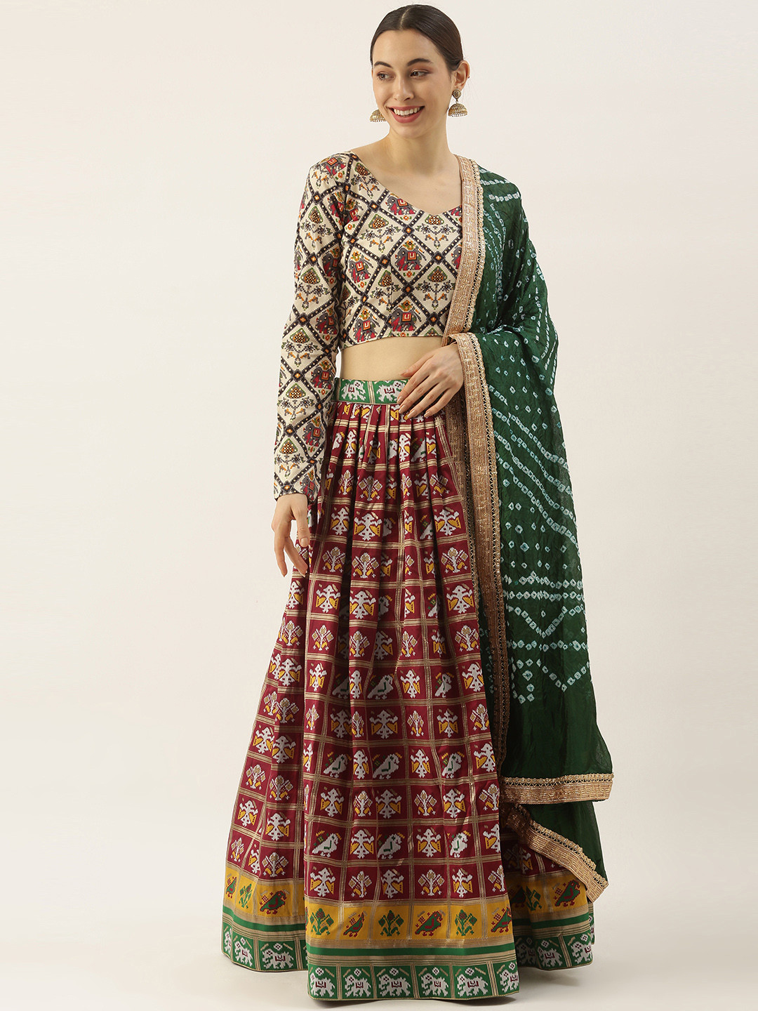 

LOOKNBOOK ART Multi Printed Semi-Stitched Lehenga & Unstitched Blouse With Dupatta