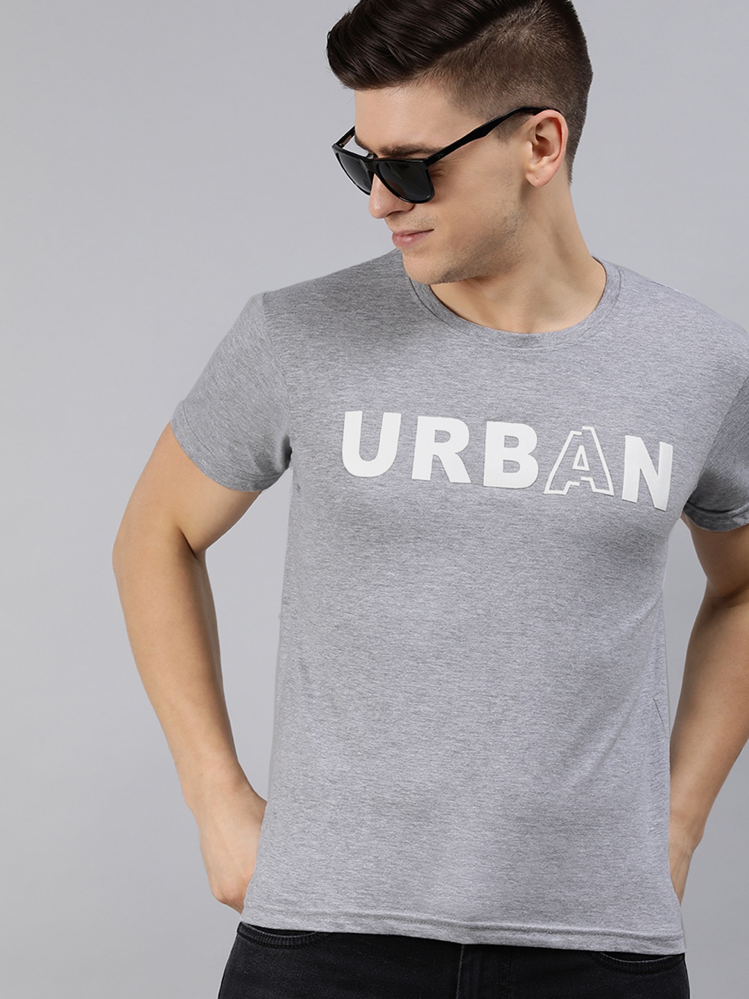 

HERE&NOW Men Grey & White Printed T-shirt