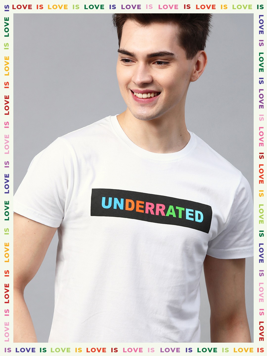

HERENOW Men White Typography Printed Pure Cotton T-shirt