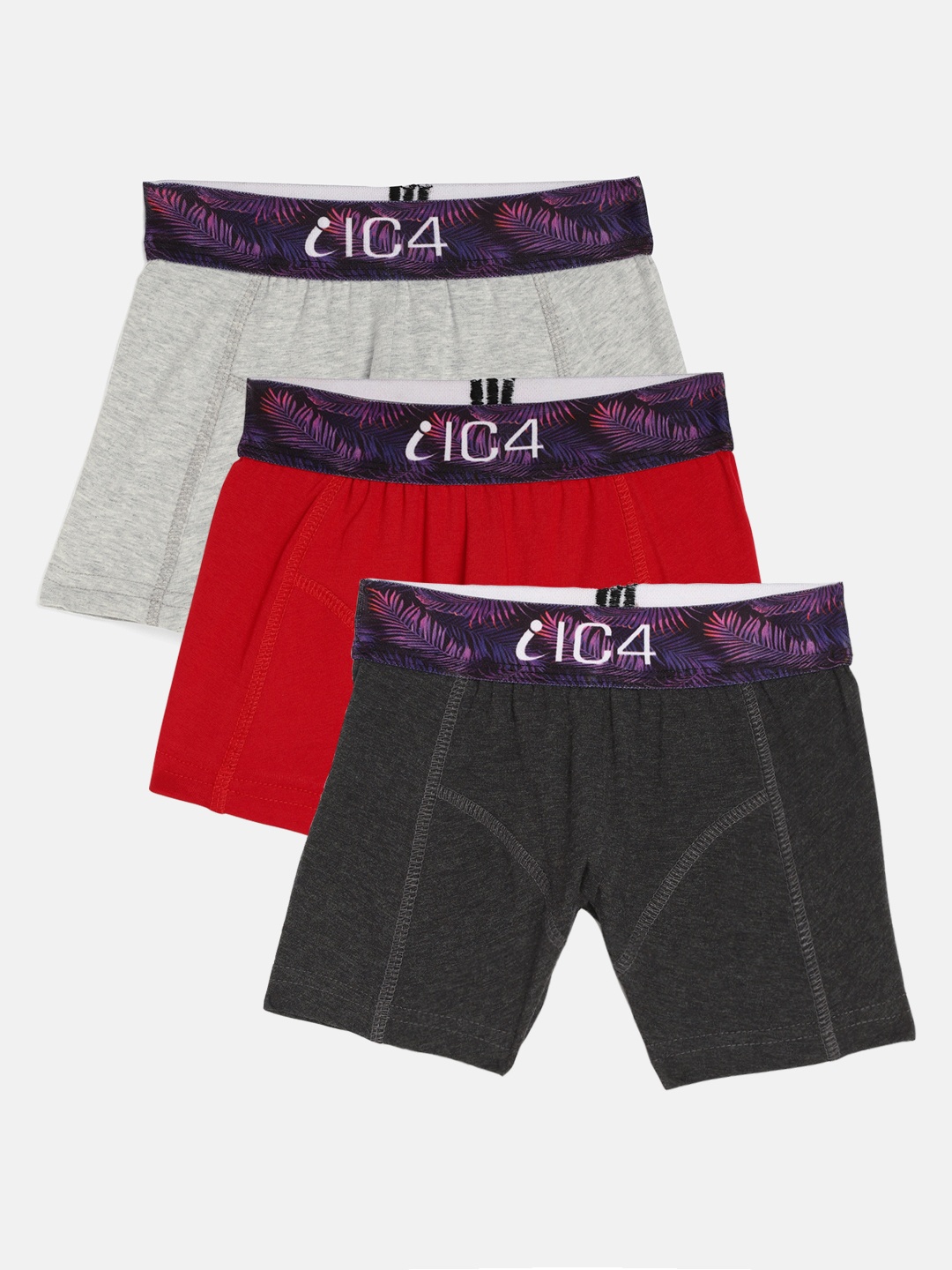 

IC4 Boys Pack of 3 Solid Trunks 0C-G-R-2002P3, Charcoal