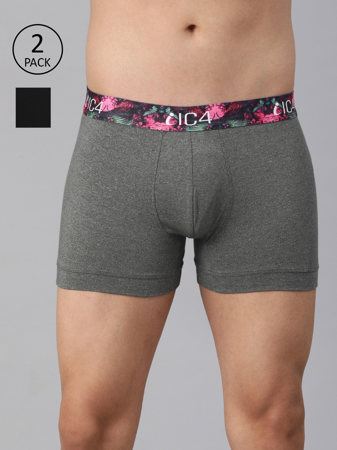 

IC4 Men Pack of 2 Solid Trunks 0B-C-252P2, Charcoal