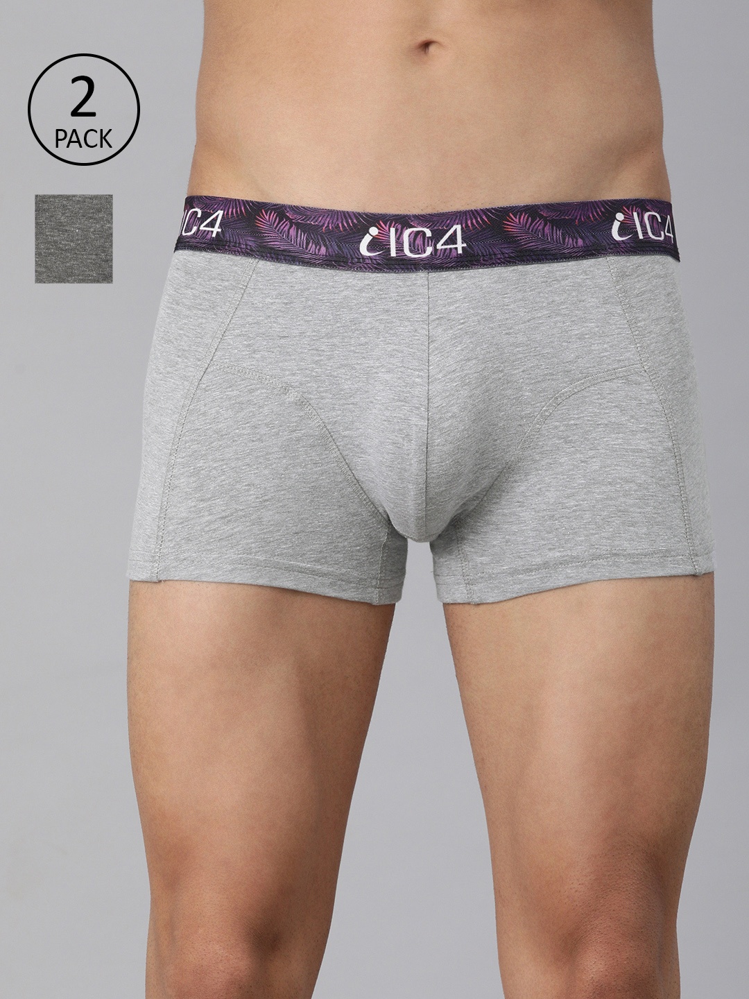 

IC4 Men Pack of 2 Solid Trunks 0C-G-254P2, Grey