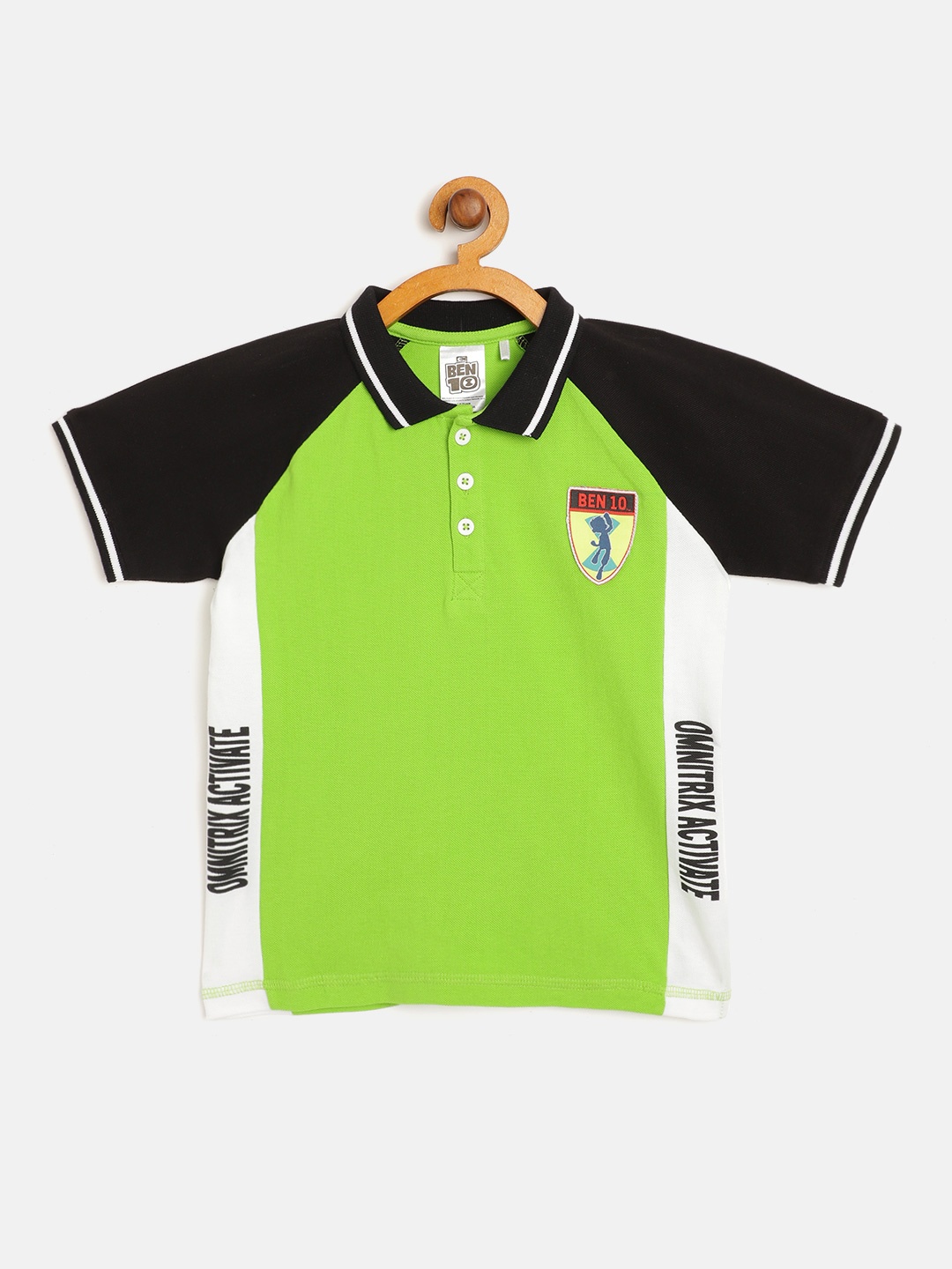 

toothless Boys Green White Colourblocked Pure Cotton T-shirt with Print Detail