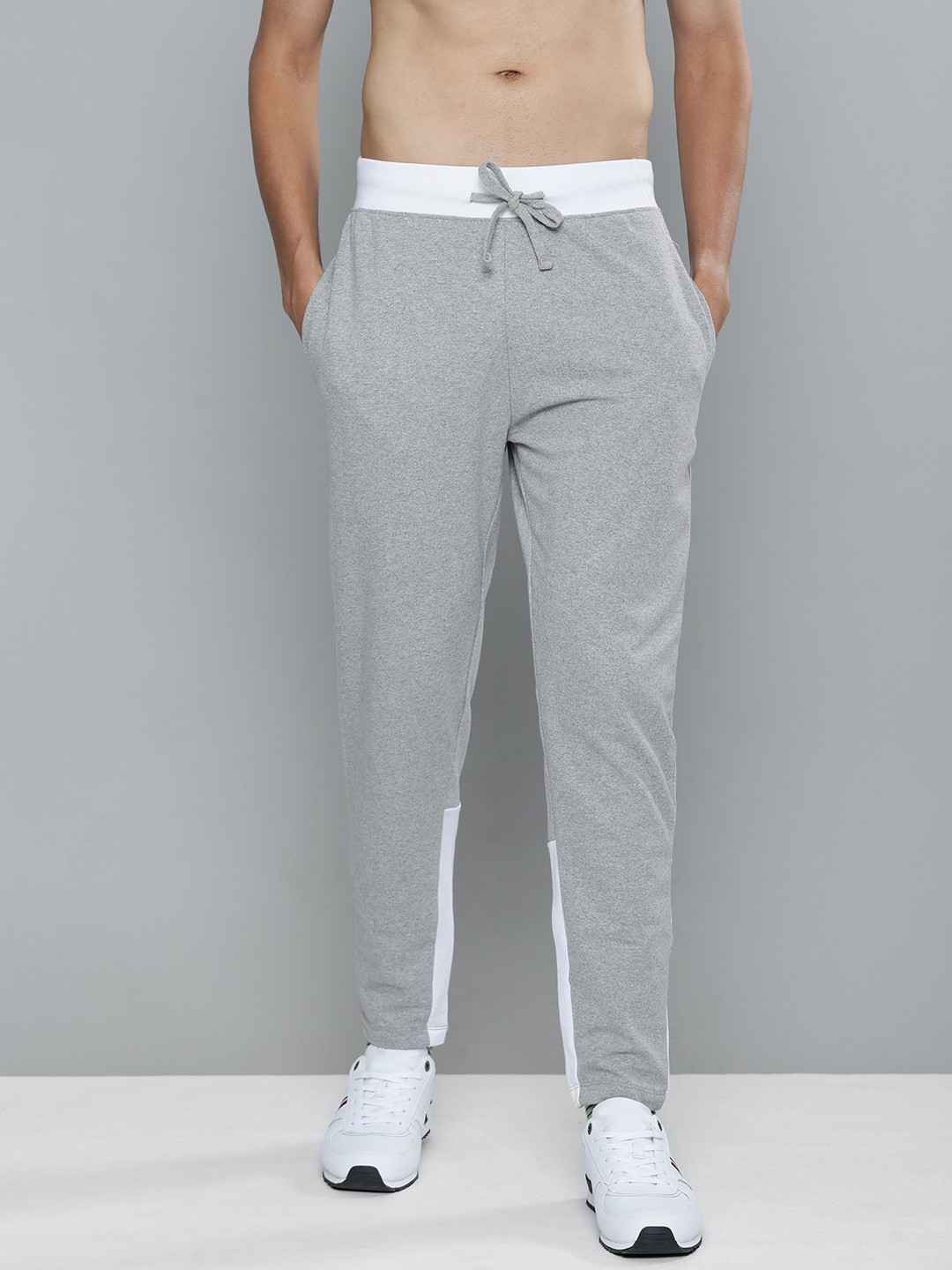 

Kook N Keech Men Grey Melange & White Colourblocked Track Pants