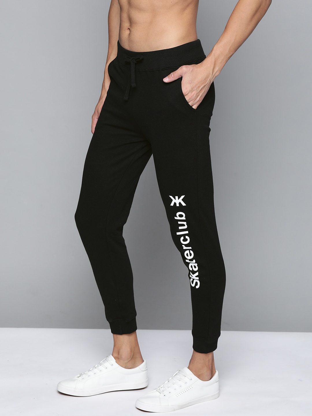 

Kook N Keech Men Black & White Typography Print Joggers