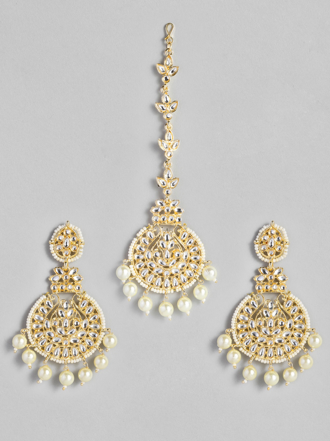 

justpeachy Gold-Toned Classic Maang Tikka with Earring Set
