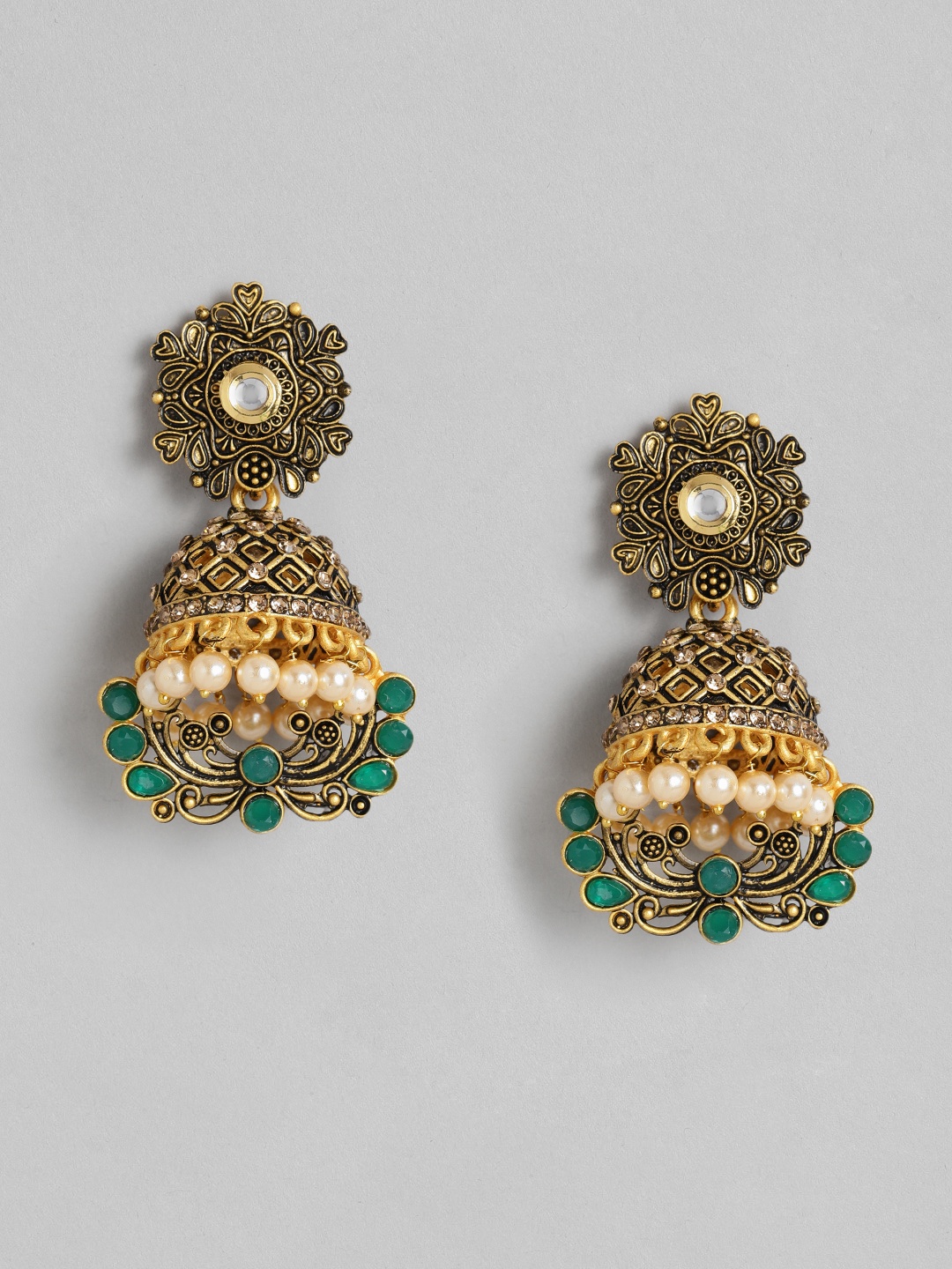 

justpeachy Gold-Toned Dome Shaped Jhumkas
