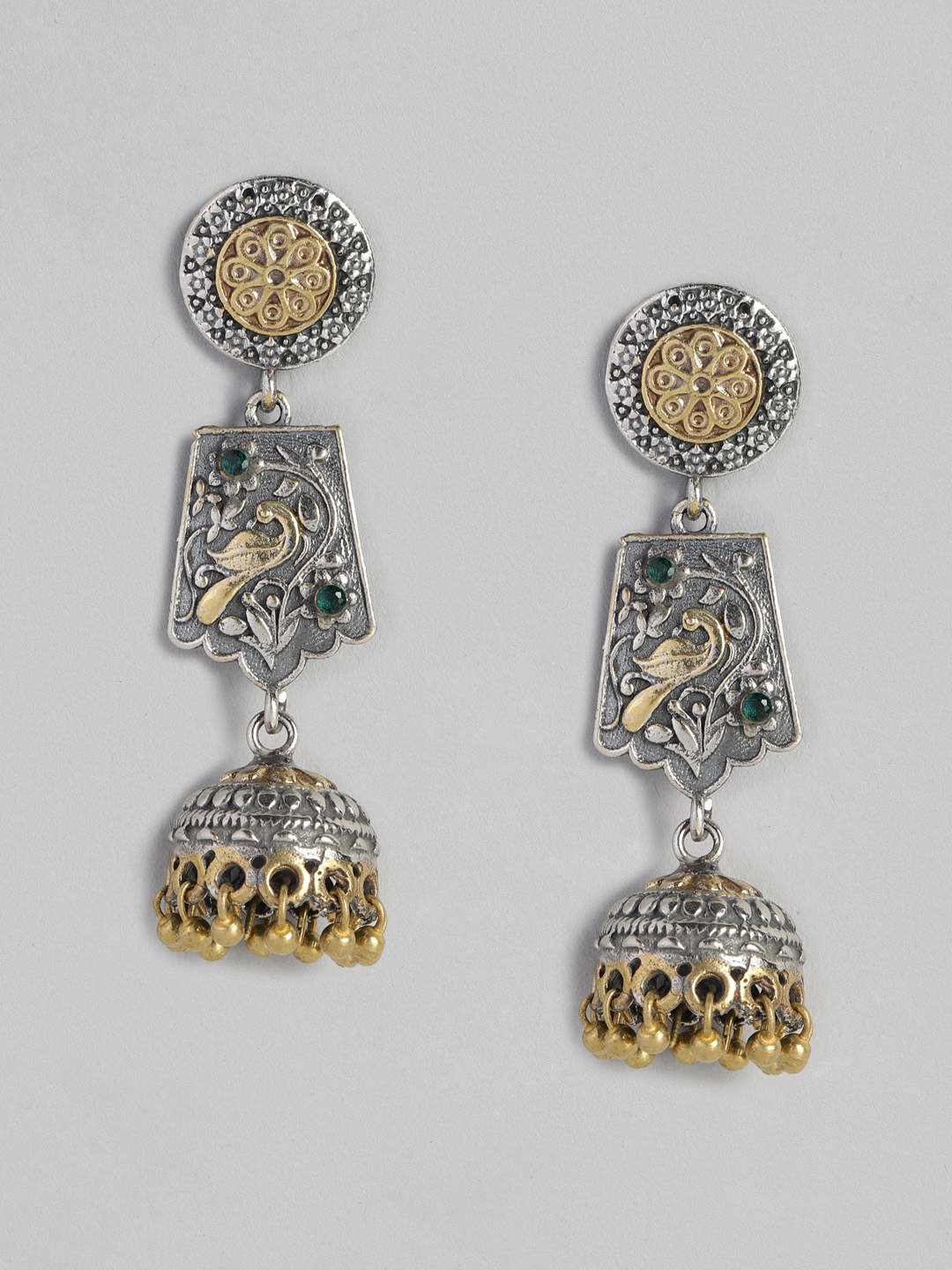 

justpeachy Silver-Toned Classic Jhumkas