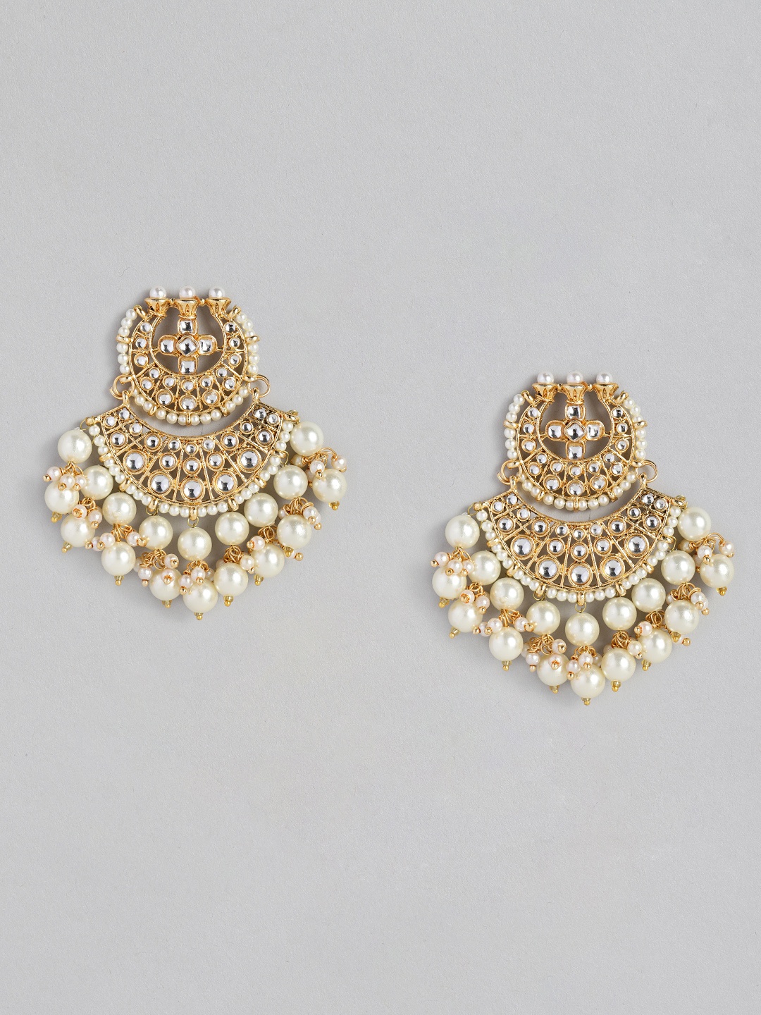 

justpeachy Gold-Plated Embellished Crescent Shaped Drop Earrings