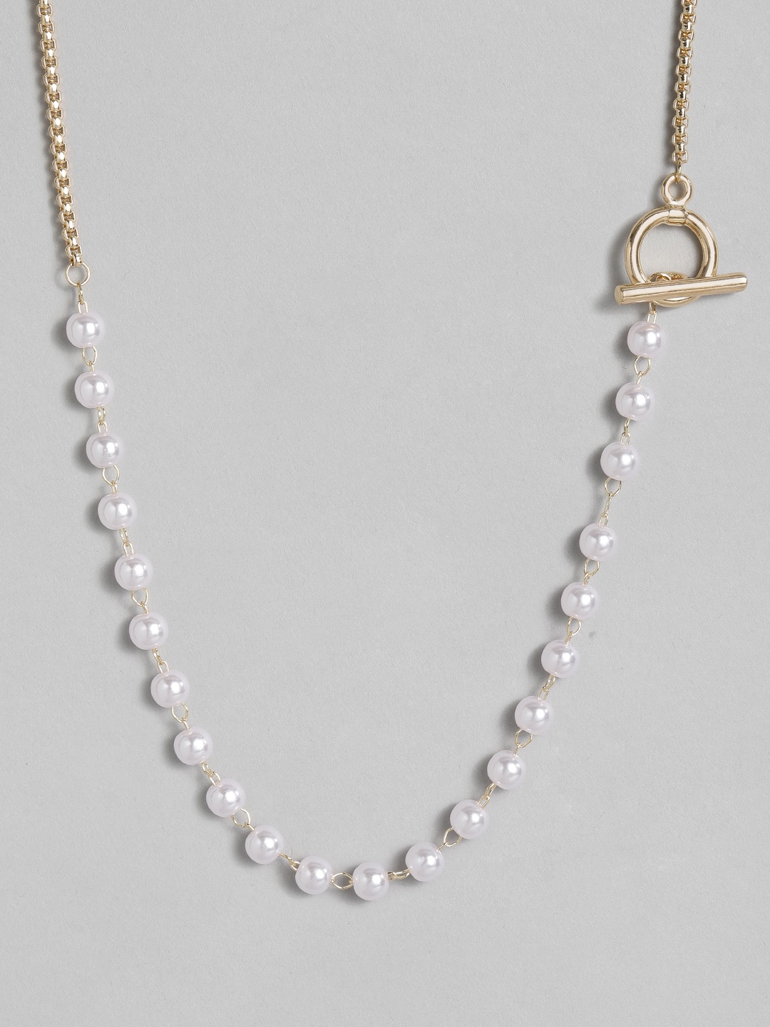 

justpeachy White Gold-Plated Beaded Necklace