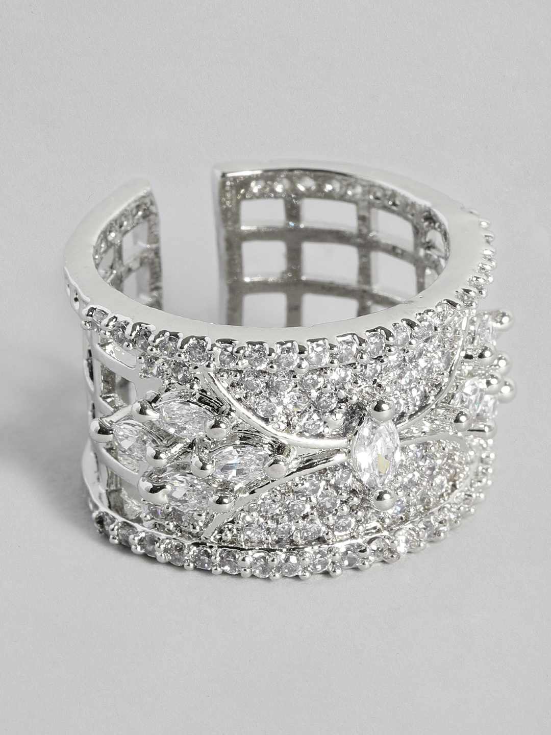 

Justpeachy Silver Plated American Diamond Ear Cuff