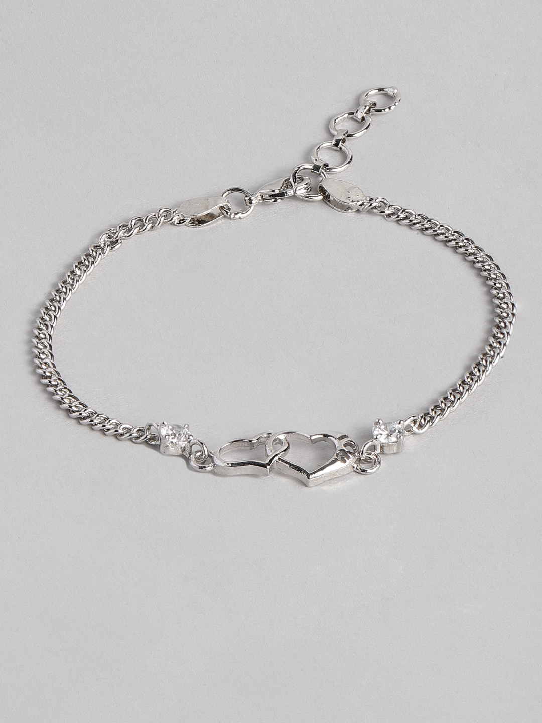 

justpeachy Silver-Toned Rhodium-Plated Charm Bracelet