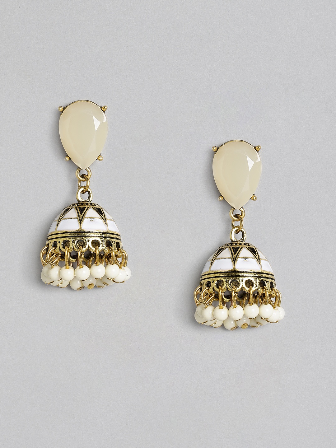 

justpeachy Off-White Gold-Toned Classic Jhumkas