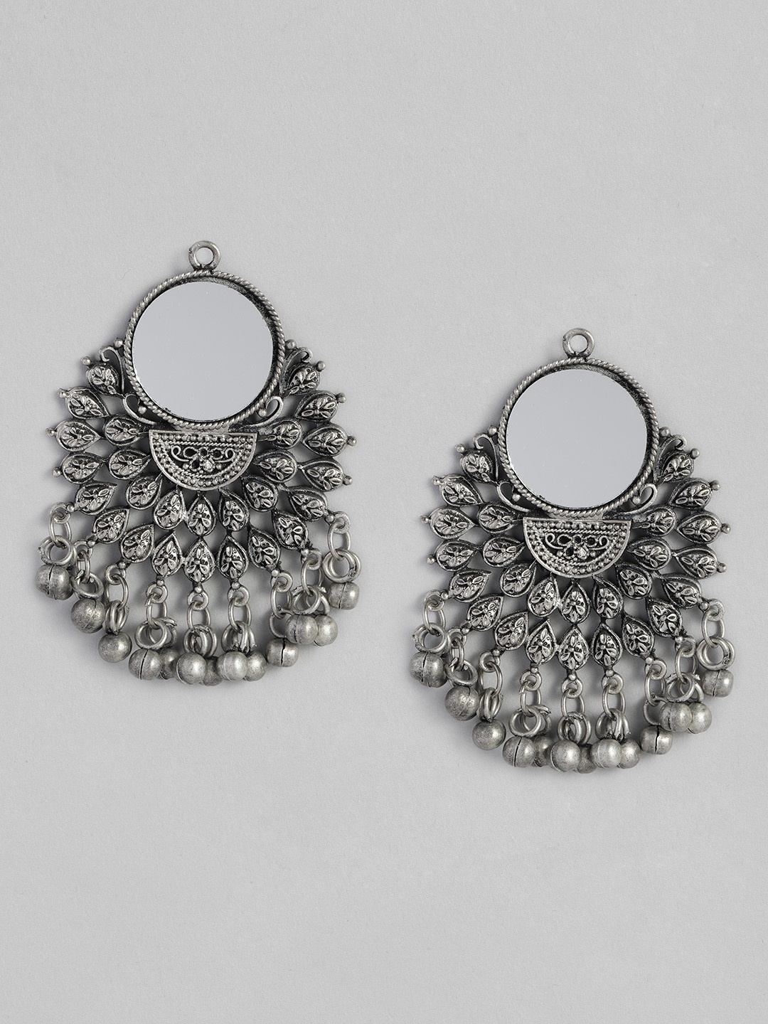 

justpeachy Oxidized Silver-Plated Mirror Crescent Shaped Drop Earrings