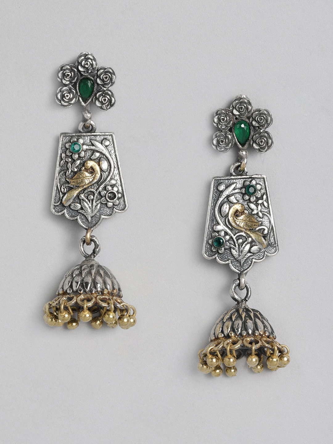 

justpeachy Silver-Plated Dome Shaped Jhumkas