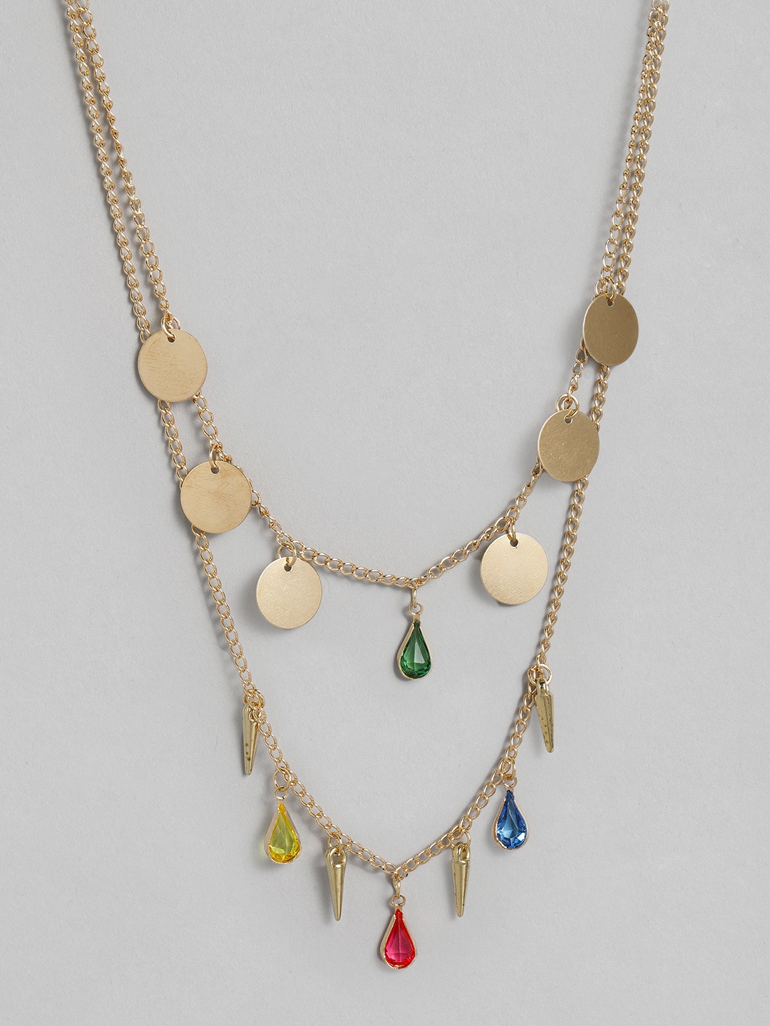 

justpeachy Red & Blue Gold-Plated Layered Necklace
