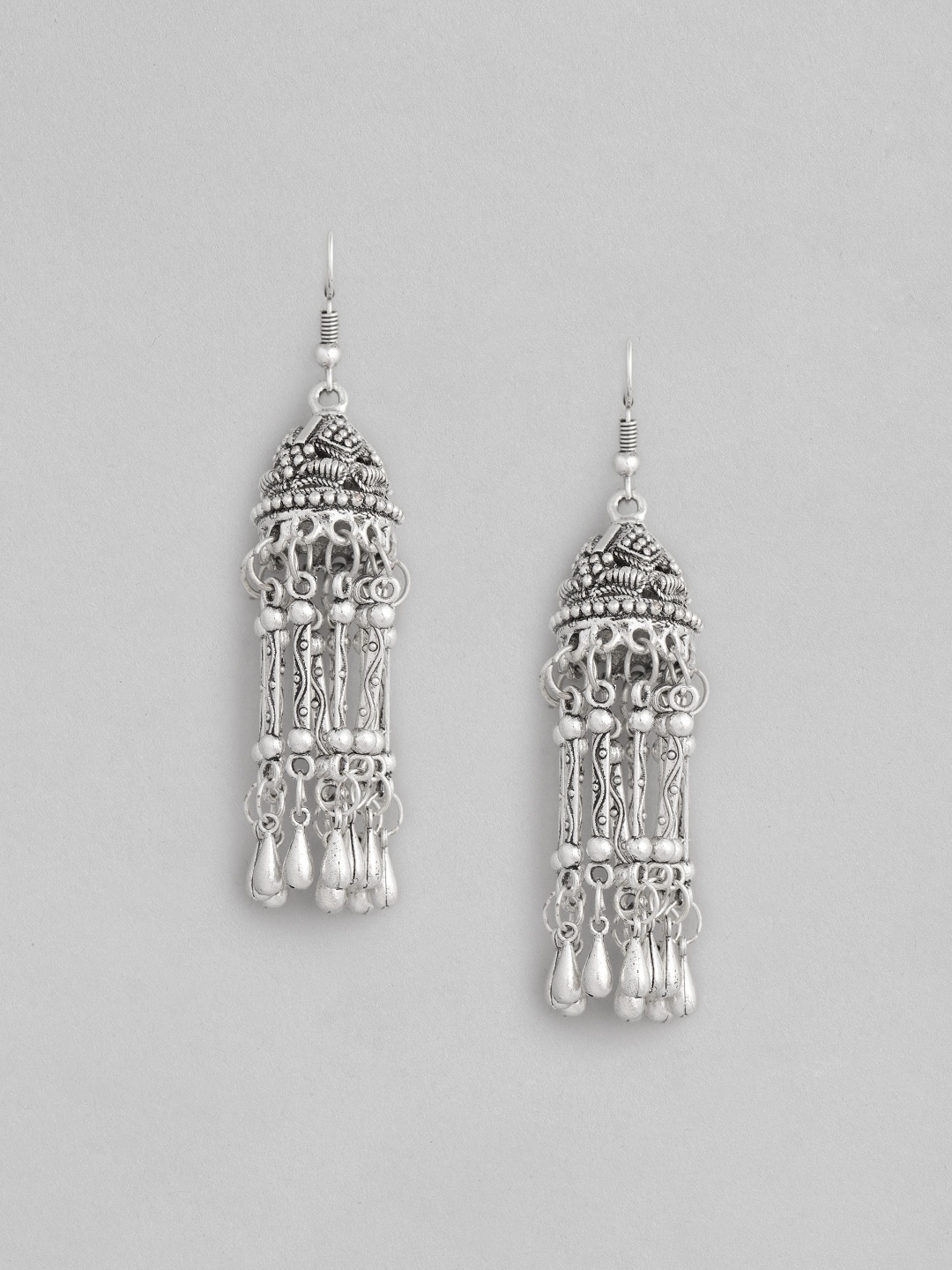 

justpeachy Silver-Plated Dome Shaped Jhumkas