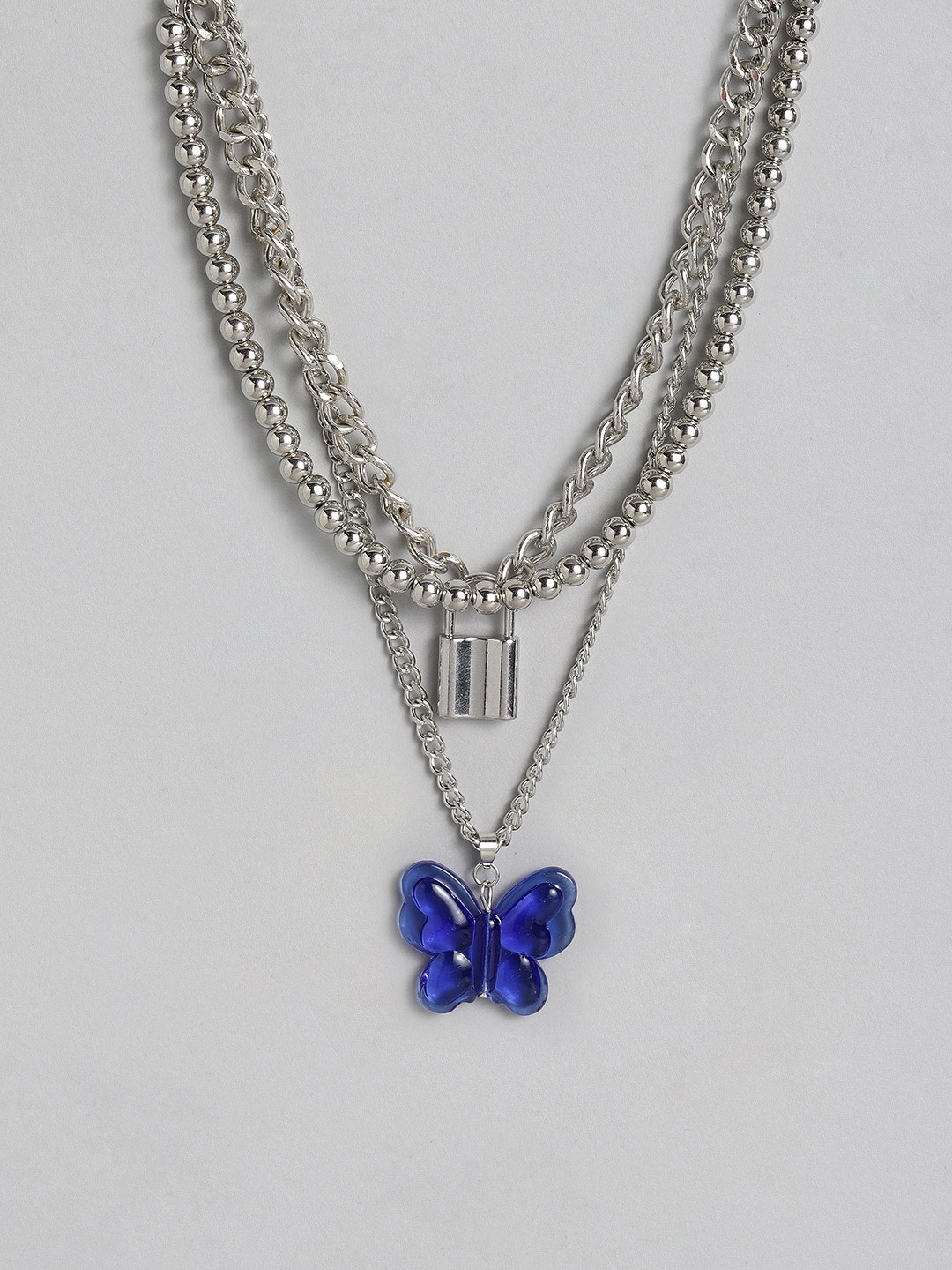 

justpeachy Set Of 3 Silver-Plated Necklace