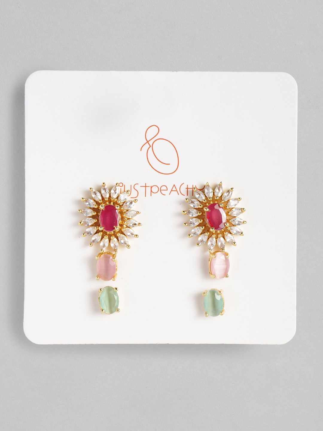 

justpeachy Set of 3 Geometric Studs, Multi