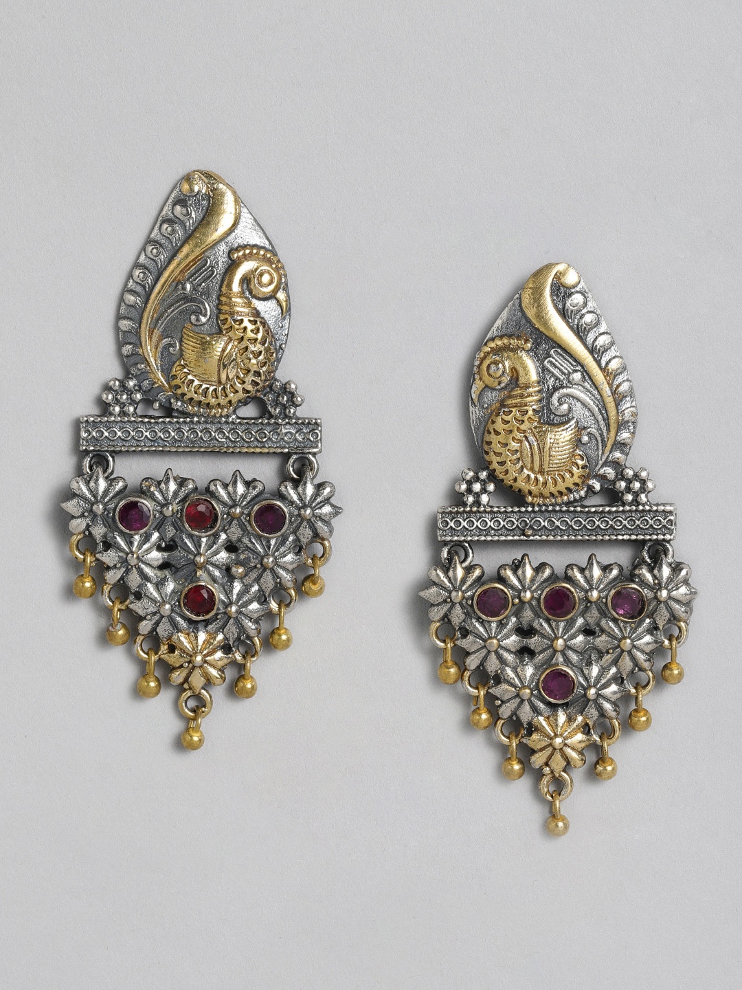 

justpeachy Silver-Plated & Gold-Toned Contemporary Drop Earrings