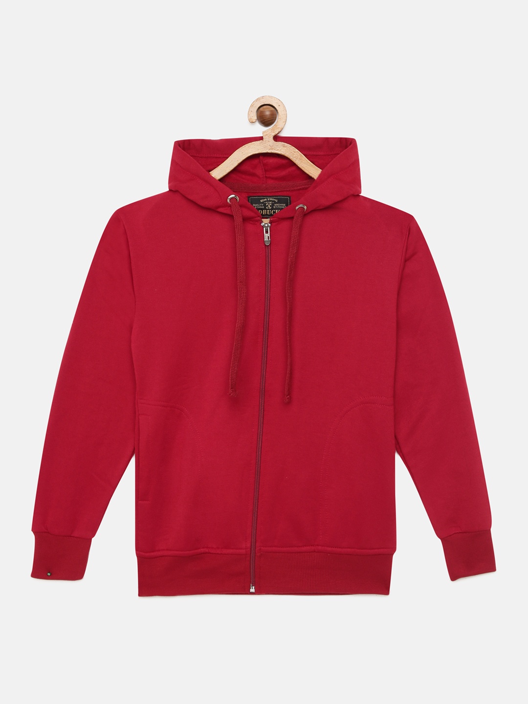 

ADBUCKS Boys Maroon Solid Hooded Sweatshirt