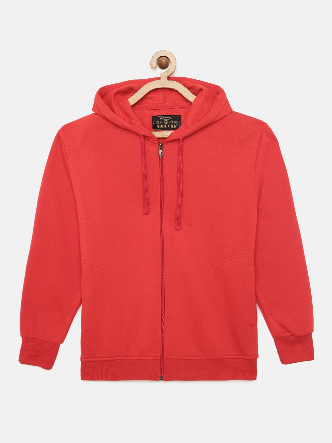 

ADBUCKS Boys Red Solid Hooded Sweatshirt