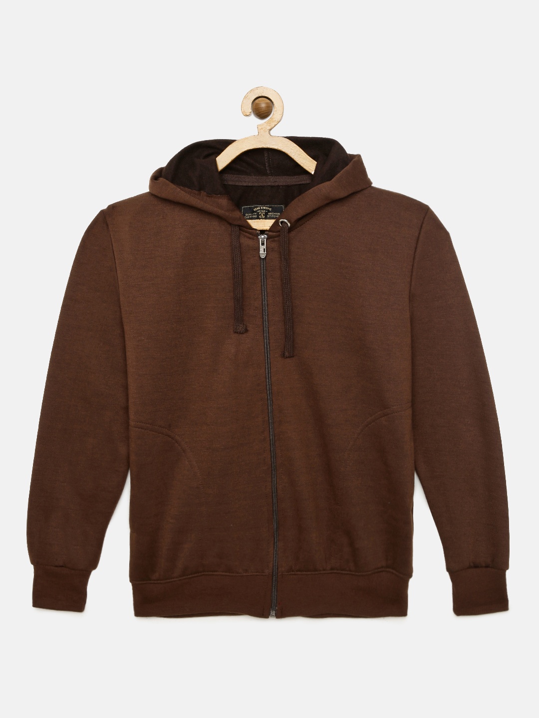 

ADBUCKS Boys Brown Solid Hooded Sweatshirt