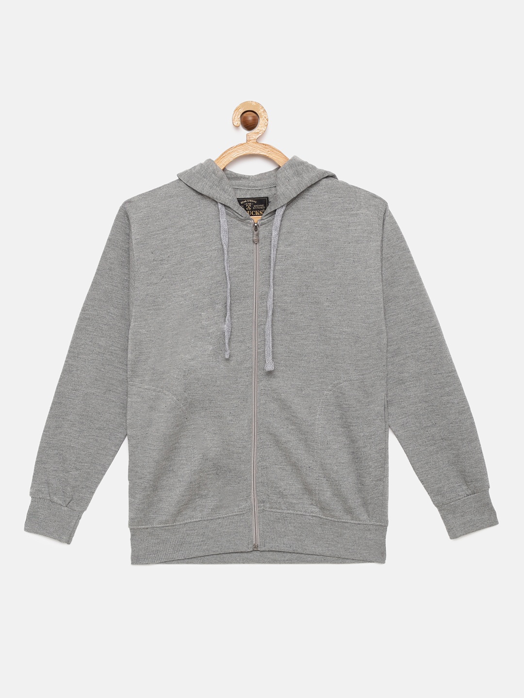 

ADBUCKS Boys Grey Solid Pure Cotton Hooded Sweatshirt