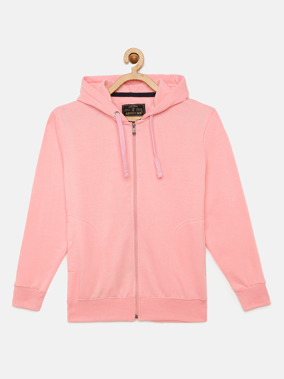 

ADBUCKS Boys Pink Solid Hooded Sweatshirt