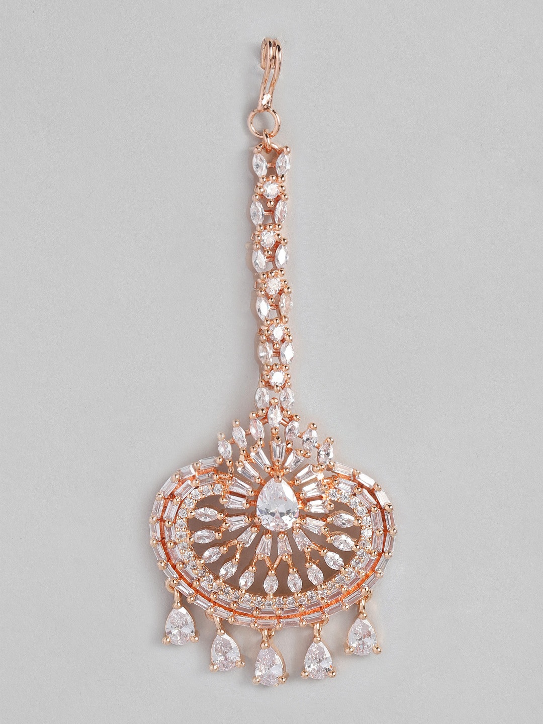 

justpeachy Rose-Gold Plated AD Studded Maangtika