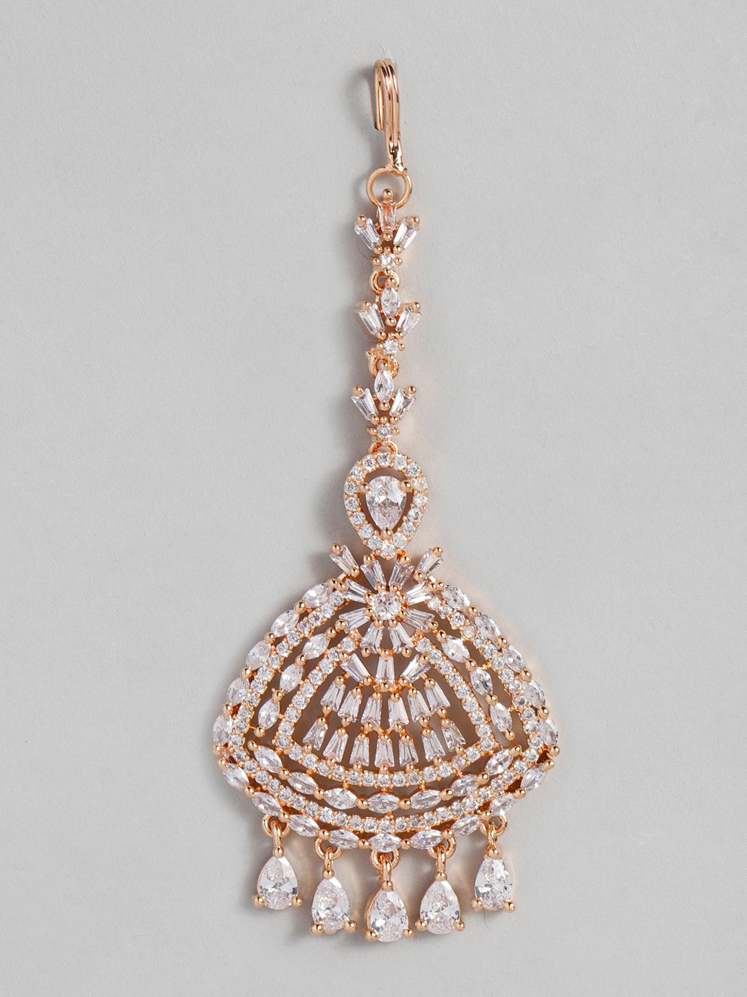 

justpeachy Rose-Gold Plated AD Studded Maangtika