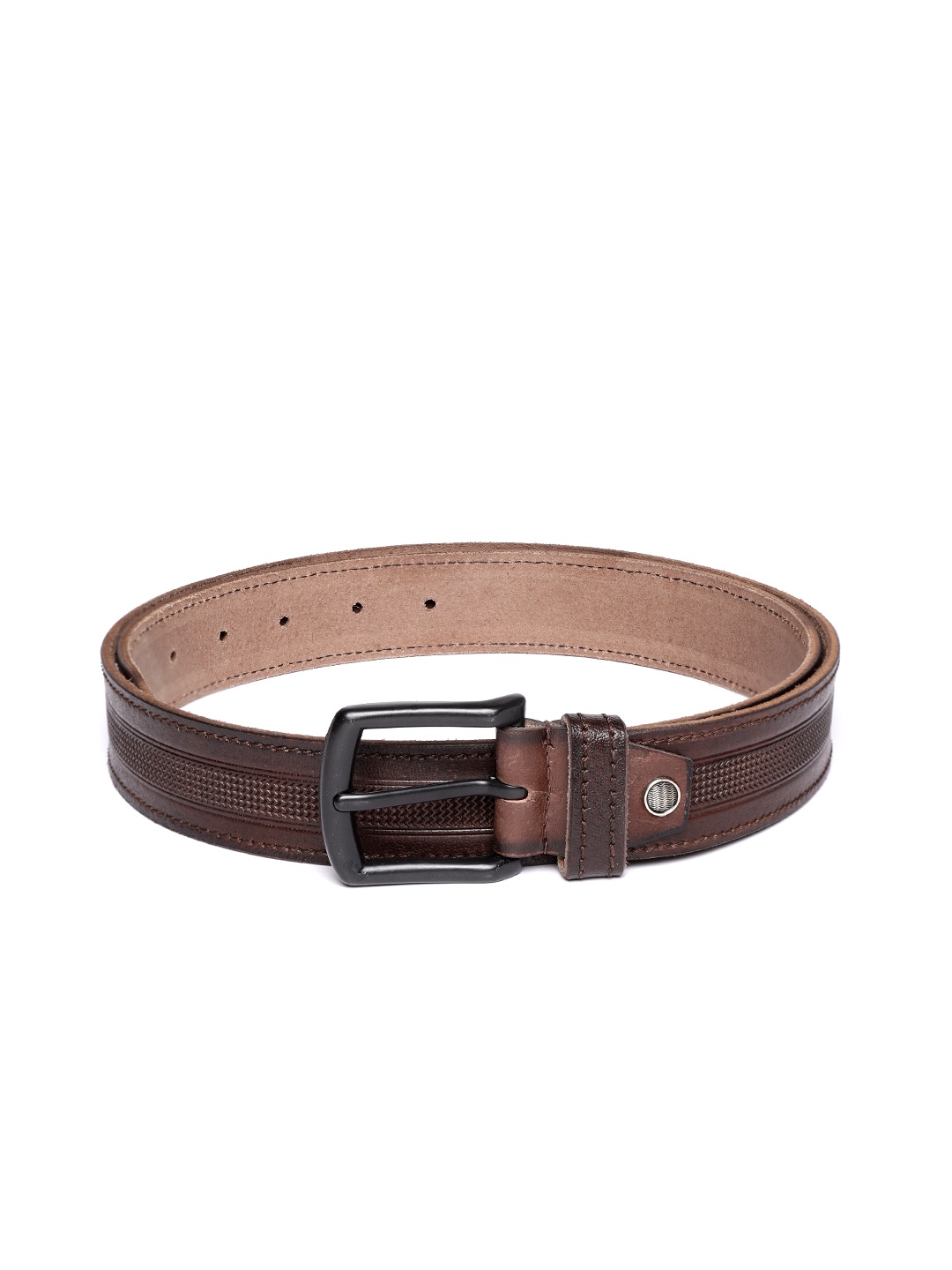 

JUNGLER Men Coffee Brown Textured Leather Belt