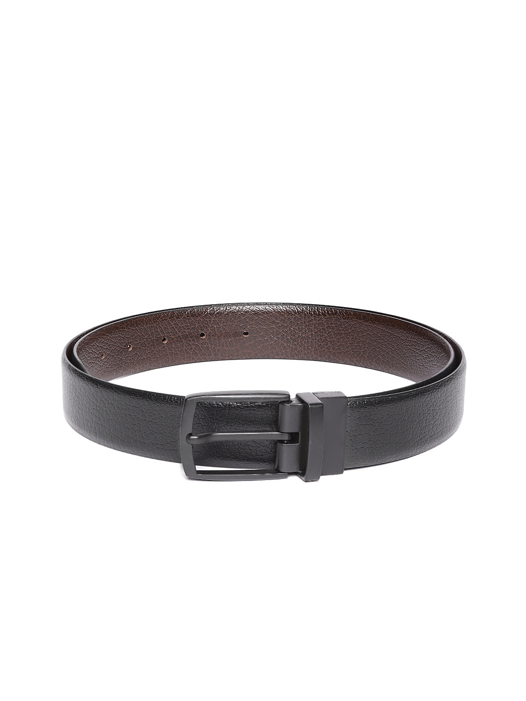 

JUNGLER Men Black & Coffee Brown Leather Solid Reversible Belt