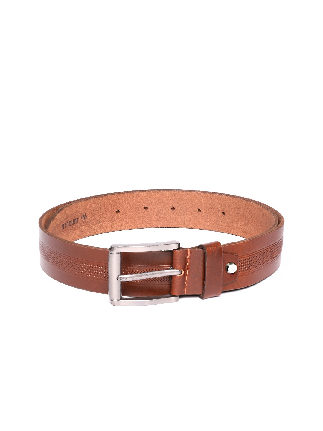 

JUNGLER Men Tan Brown Textured Leather Belt