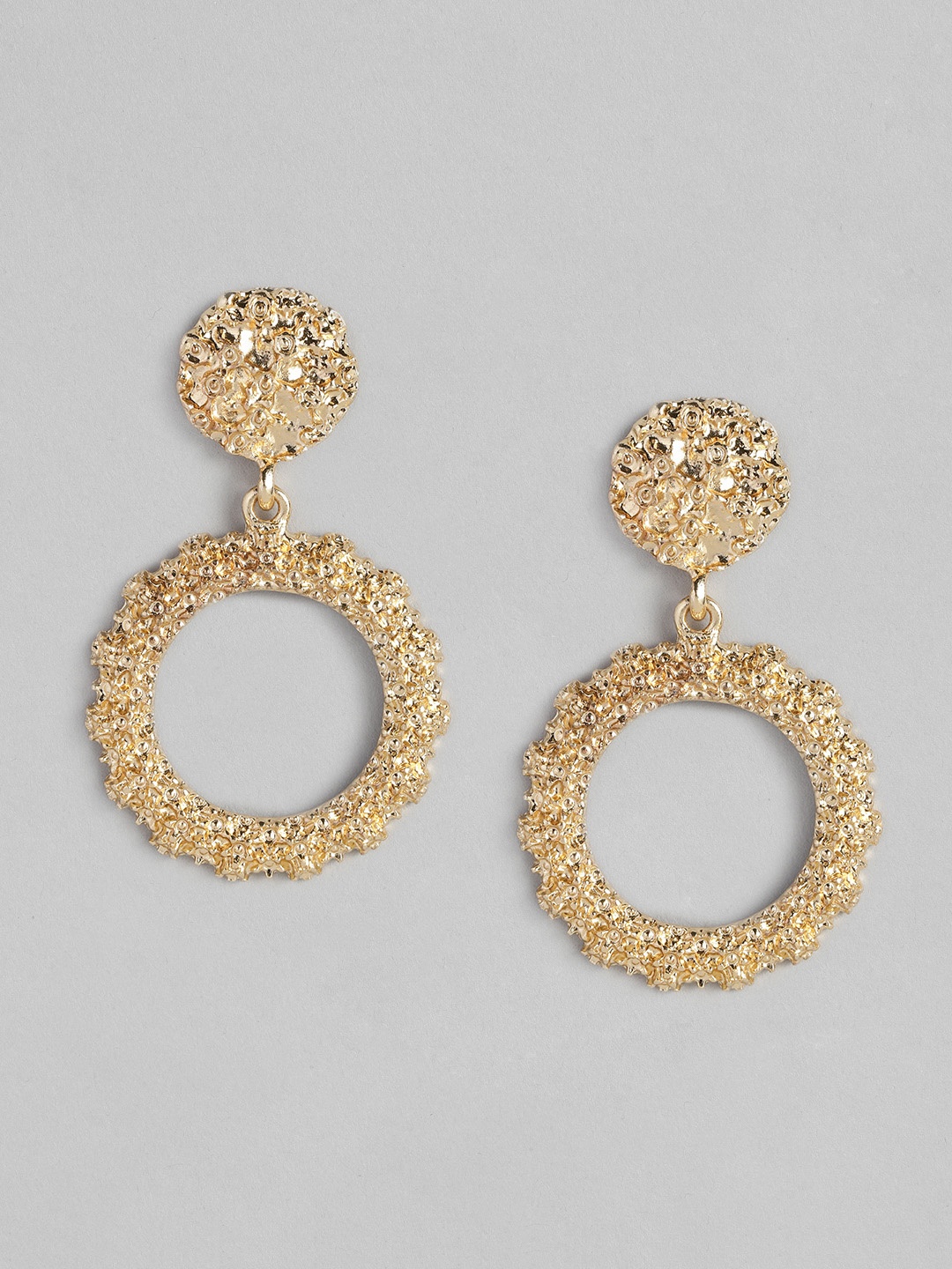 

justpeachy Gold-toned Circular Drop Earrings