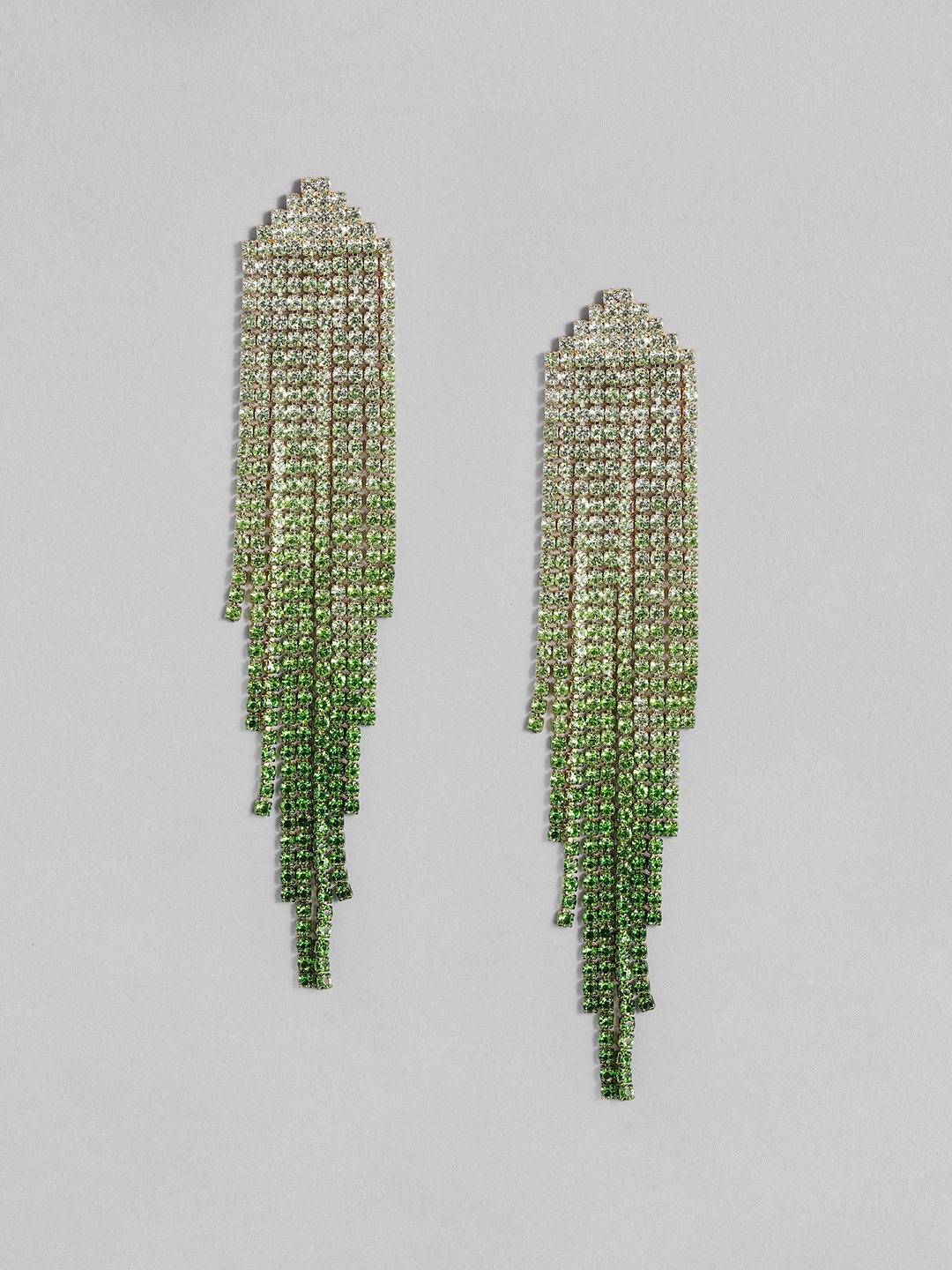 

justpeachy Green Cubic Zirconia Studded Chandelier Contemporary Drop Earrings