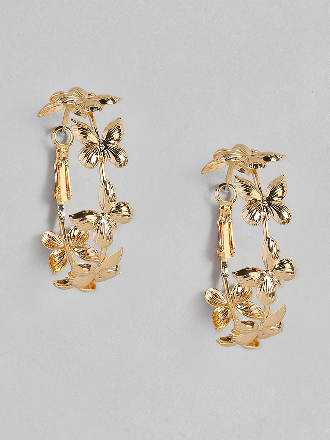 

justpeachy Gold-Plated Floral Hoop Earrings