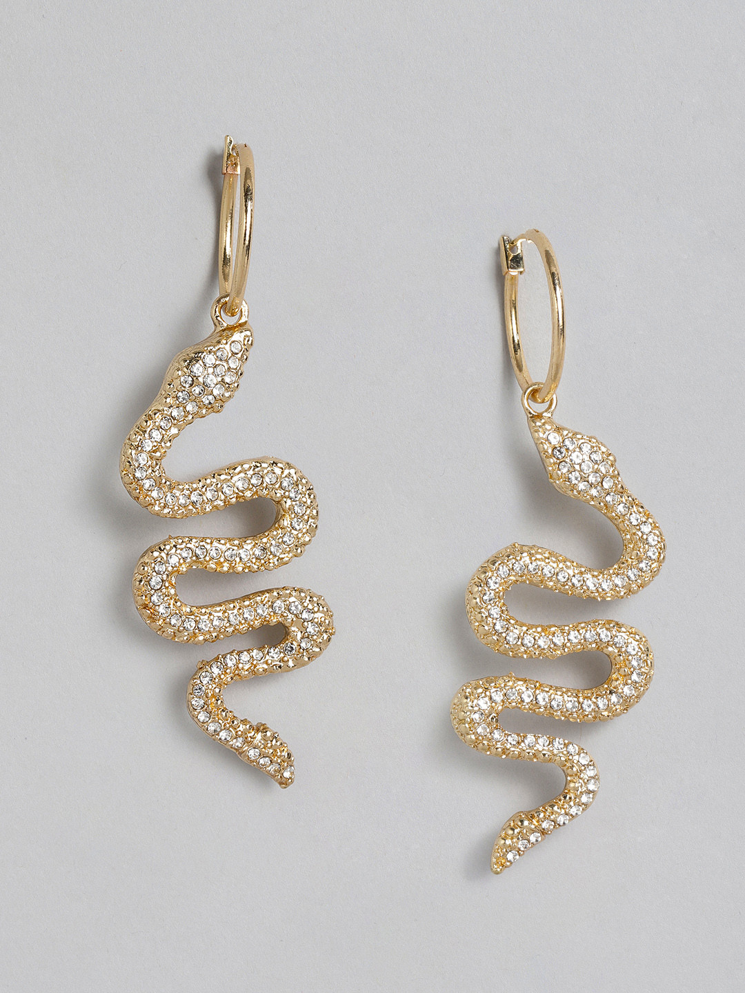 

justpeachy Gold-Plated Studded Animal Shaped Drop Earrings