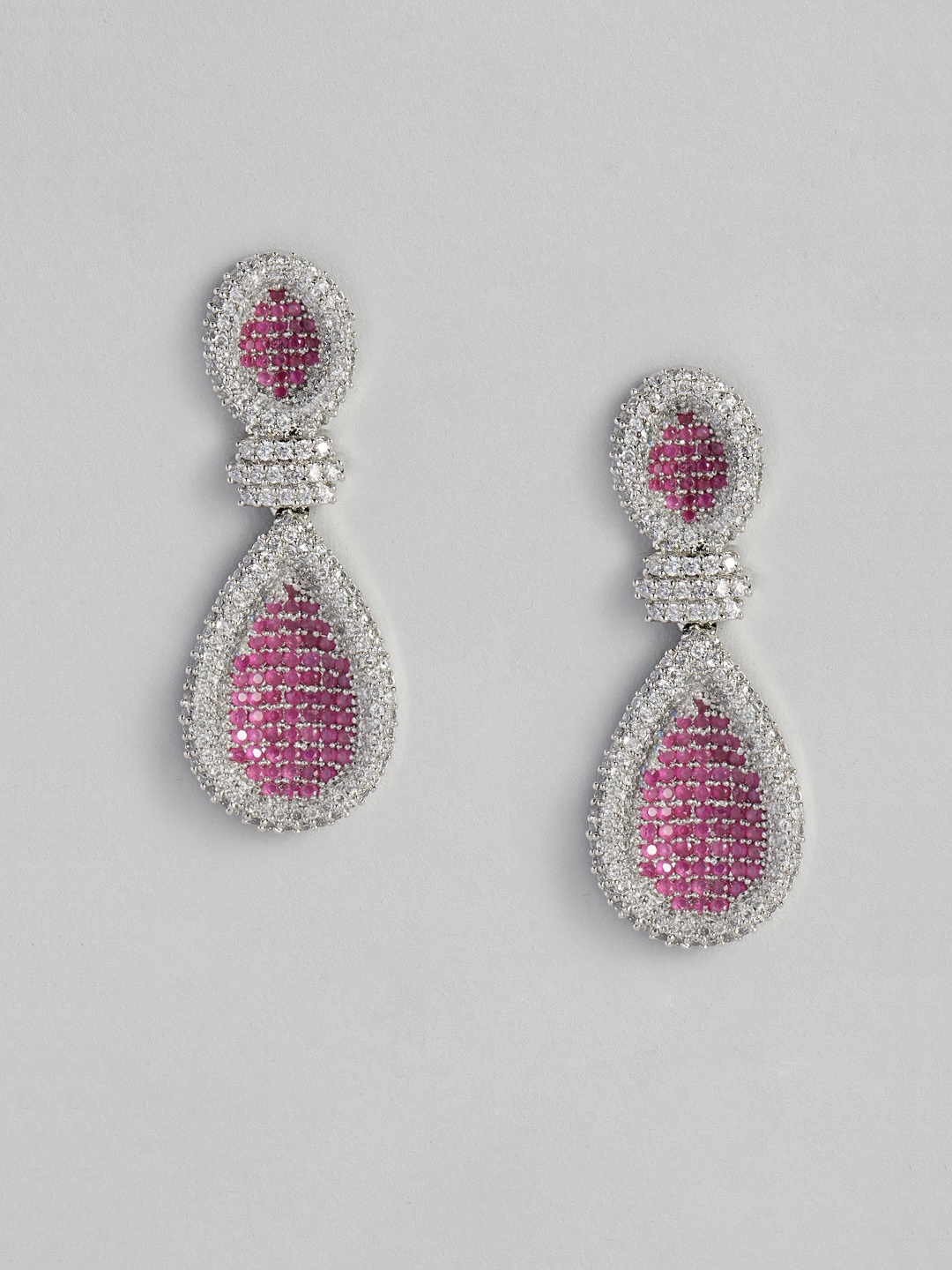 

justpeachy Pink & White CZ Drop Earrings