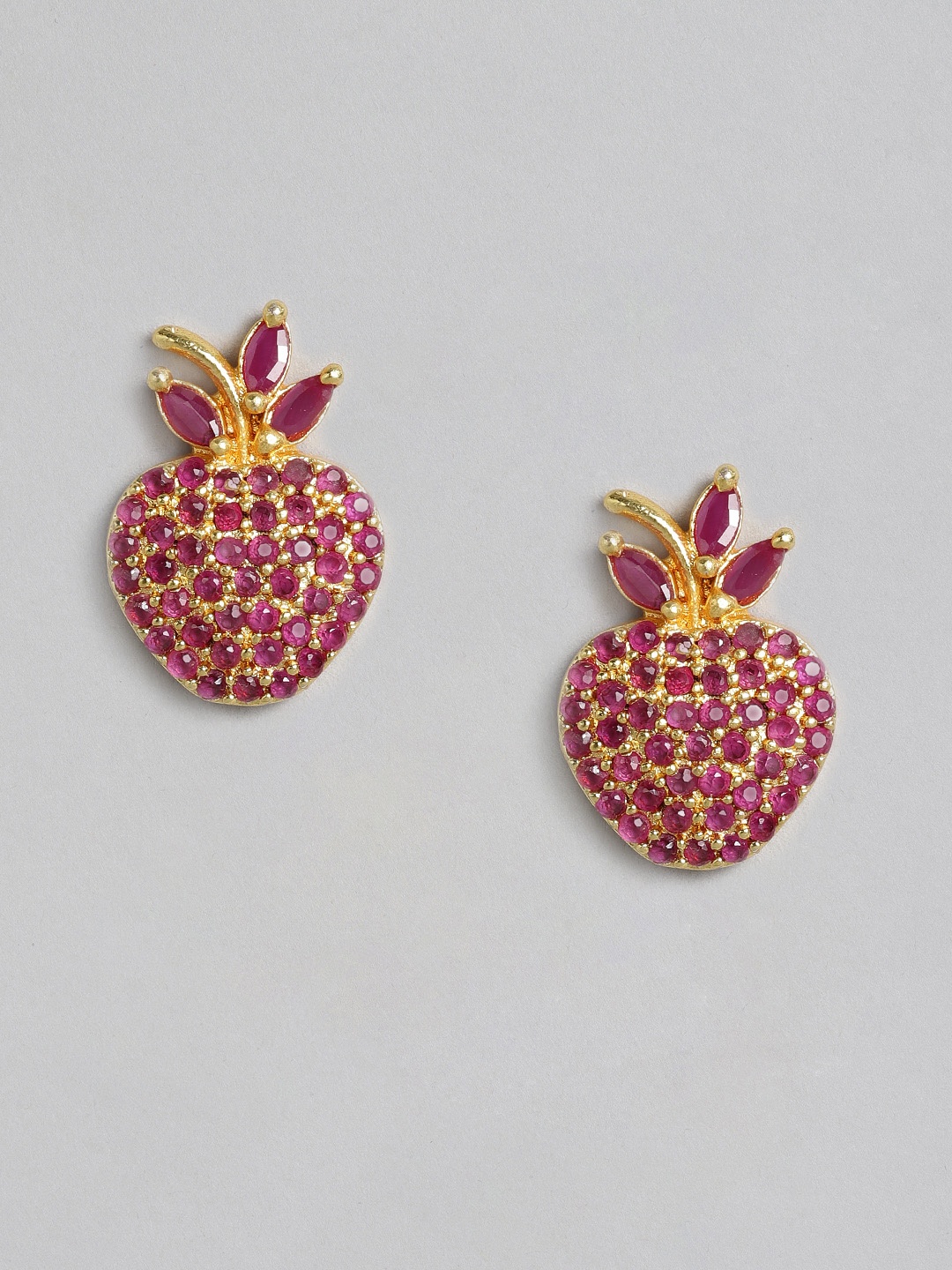 

justpeachy Red & Gold-Plated Quirky Studs