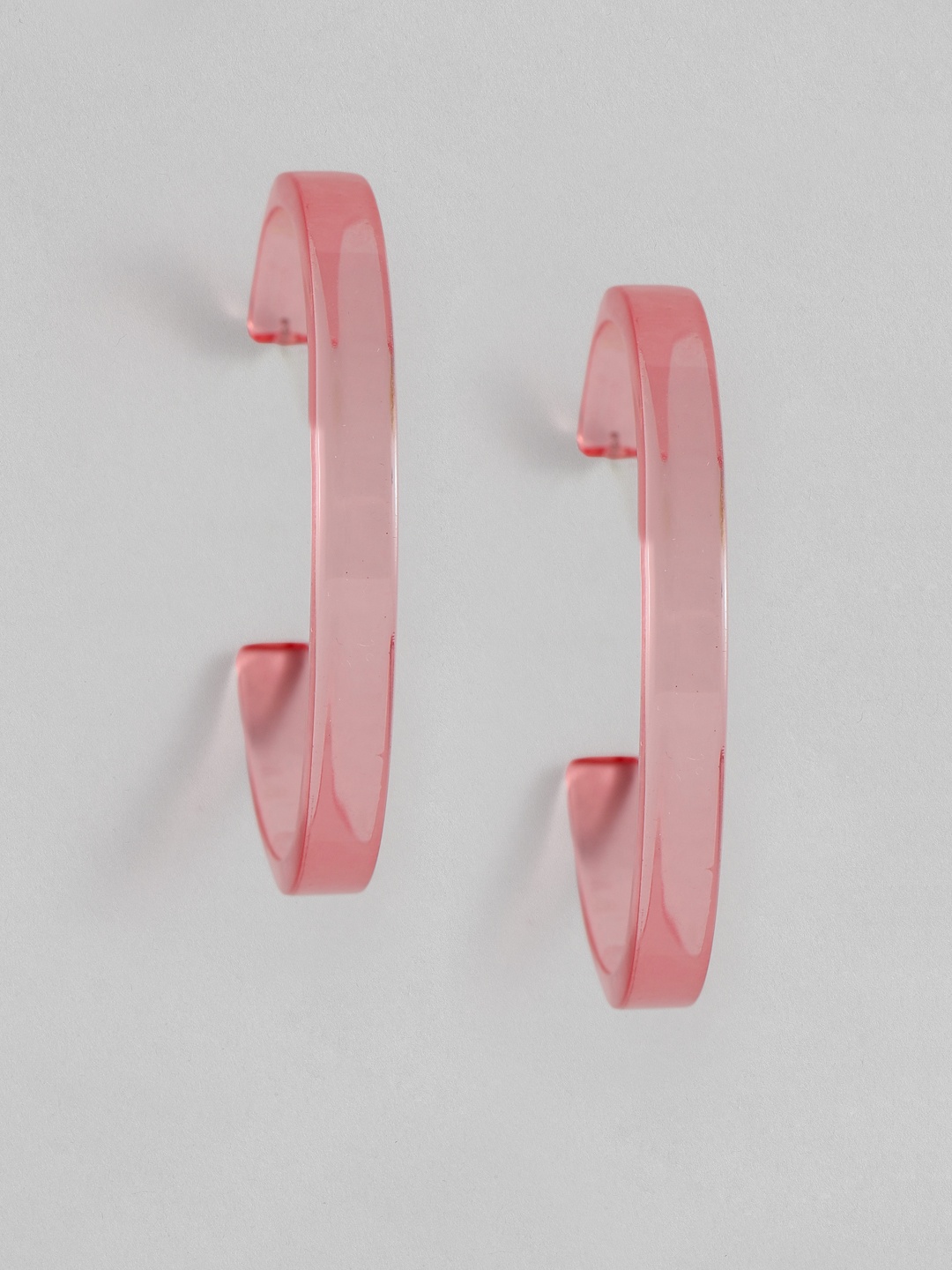 

justpeachy Pink Circular Half Hoop Earrings