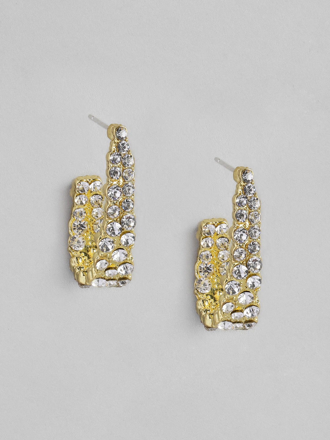 

justpeachy Gold-Plated Embellished Hoop Earrings