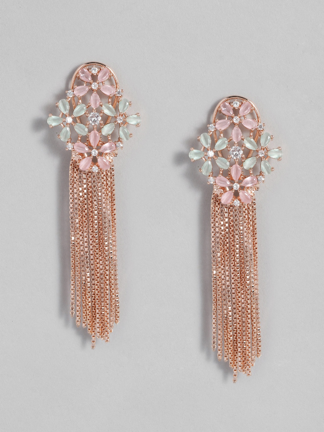 

justpeachy Pink Rose-Gold-Plated Contemporary Drop Earrings