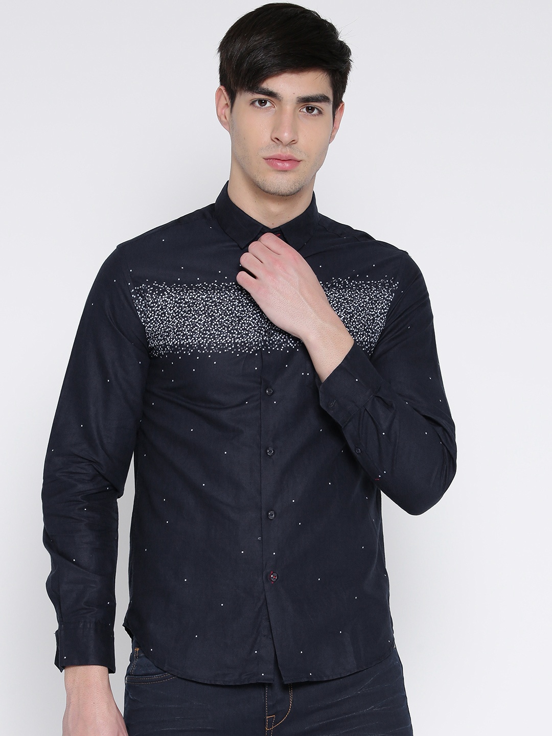 

Locomotive Navy Printed Casual Shirt, Navy blue